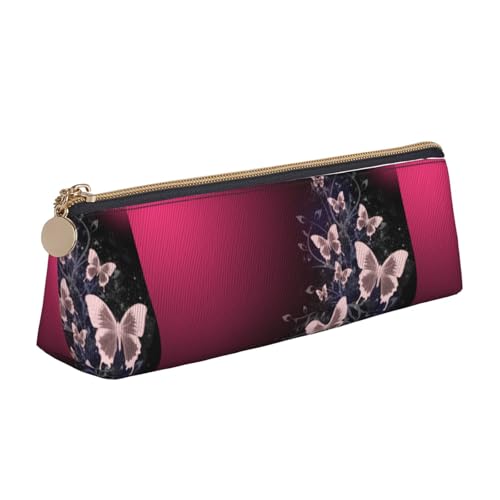 Hgbbdyyjj Multifunktions-Aufbewahrungstasche aus Leder, Motiv: Schmetterlinge, dreieckig, groß, personalisierbar, weiß, Einheitsgröße, Taschen-Organizer von Hgbbdyyjj