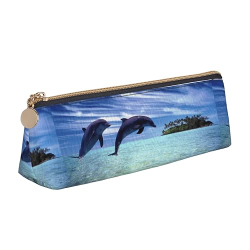 Hgbbdyyjj Multifunktions-Aufbewahrungstasche aus Leder, Motiv: Springende Wale mit großem Fassungsvermögen, dreieckig, aus Leder, weiß, Einheitsgröße, Taschen-Organizer von Hgbbdyyjj