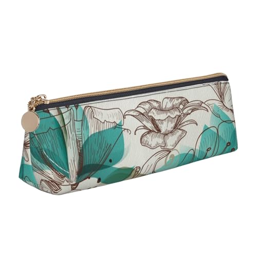 Hgbbdyyjj Multifunktions-Aufbewahrungstasche aus Leder, dreieckig, mit Blumenmuster, Blaugrün, weiß, Einheitsgröße, Taschen-Organizer von Hgbbdyyjj