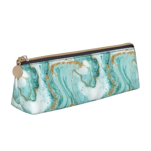 Hgbbdyyjj Multifunktions-Aufbewahrungstasche aus Leder, dreieckig, mit Marmor, Blaugrün und Gold, personalisierbar, weiß, Einheitsgröße, Taschen-Organizer von Hgbbdyyjj