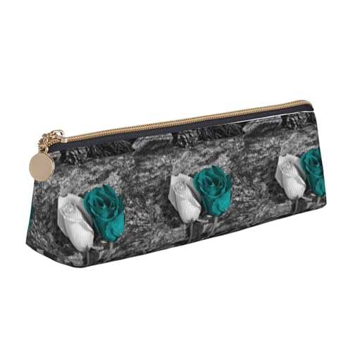 Hgbbdyyjj Multifunktions-Aufbewahrungstasche aus Leder, dreieckig, mit rosafarbenem Muster, Blaugrün / Grau, weiß, Einheitsgröße, Taschen-Organizer von Hgbbdyyjj