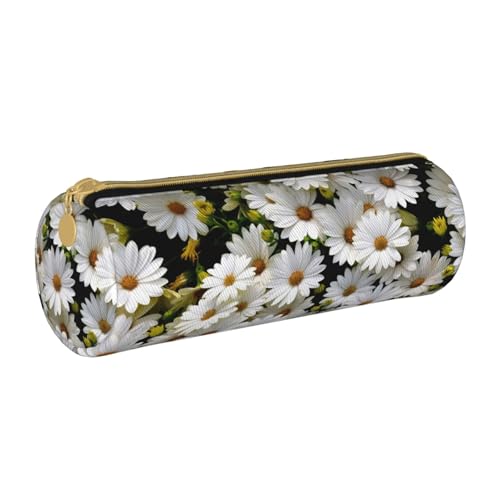 Hgbbdyyjj Multifunktions-Aufbewahrungstasche aus Leder, mit Blumen-Motiv, groß, rund, für Schreibwaren, weiß, Einheitsgröße, Taschen-Organizer von Hgbbdyyjj