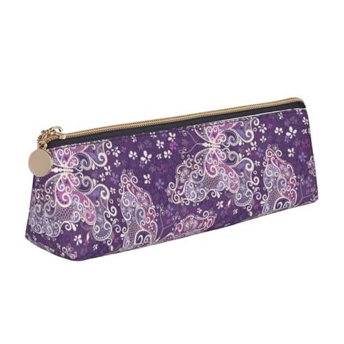 Hgbbdyyjj Multifunktions-Aufbewahrungstasche aus Leder, mit Schmetterlingsmotiv, dreieckig, Violett, weiß, Einheitsgröße, Taschen-Organizer von Hgbbdyyjj