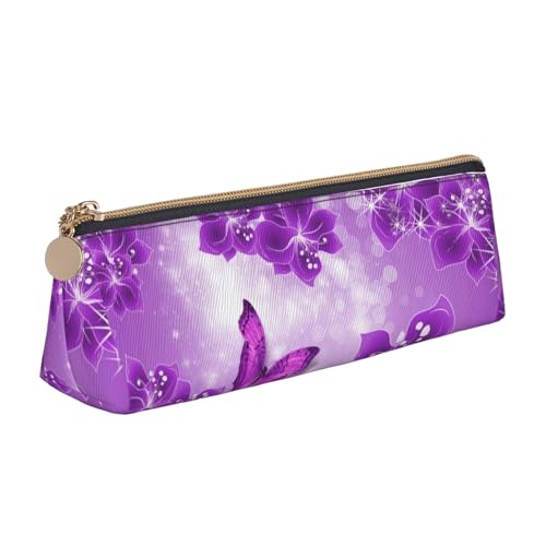 Hgbbdyyjj Multifunktions-Aufbewahrungstasche aus Leder, mit Schmetterlingsmotiv, dreieckig, Violett, weiß, Einheitsgröße, Taschen-Organizer von Hgbbdyyjj