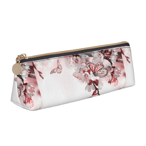 Hgbbdyyjj Multifunktions-Aufbewahrungstasche aus Leder mit Blumen- und Schmetterlingsmotiv, dreieckig, mit großem Fassungsvermögen, weiß, Einheitsgröße, Taschen-Organizer von Hgbbdyyjj