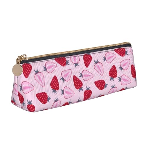 Hgbbdyyjj Multifunktions-Aufbewahrungstasche aus Leder mit Erdbeermuster, dreieckig, mit großem Fassungsvermögen, personalisierbar, weiß, Einheitsgröße, Taschen-Organizer von Hgbbdyyjj