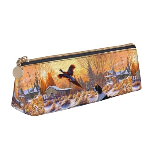 Hgbbdyyjj Multifunktions-Aufbewahrungstasche aus Leder mit Hundefang-Fasan, personalisierbar, großes Fassungsvermögen, dreieckig, aus Leder, weiß, Einheitsgröße, Taschen-Organizer von Hgbbdyyjj