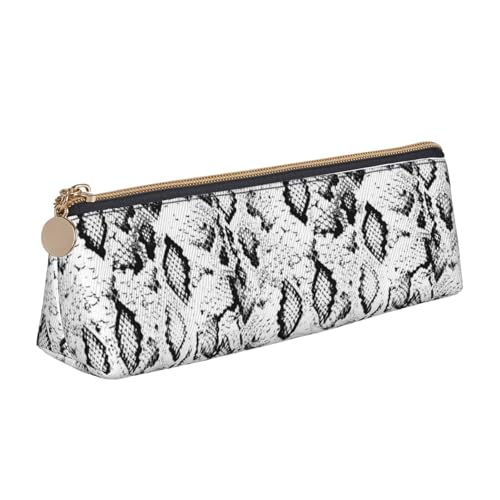 Hgbbdyyjj Multifunktions-Aufbewahrungstasche aus Leder mit Schlangenhautmuster, dreieckig, Schwarz und Weiß, personalisierbar, weiß, Einheitsgröße, Taschen-Organizer von Hgbbdyyjj