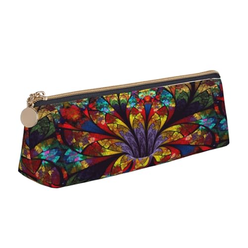 Hgbbdyyjj Multifunktions-Aufbewahrungstasche mit Blumenmuster, aus Buntglas, dreieckig, Leder, personalisierbar, weiß, Einheitsgröße, Taschen-Organizer von Hgbbdyyjj