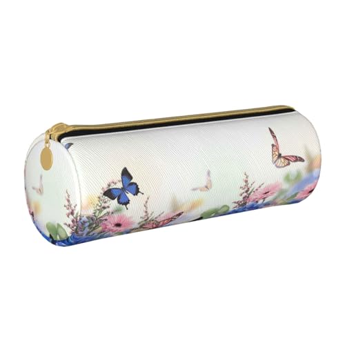Hgbbdyyjj Multifunktions-Aufbewahrungstasche mit Schmetterlingsmotiv, rund, Leder, mit großem Fassungsvermögen, personalisierbar, weiß, Einheitsgröße, Taschen-Organizer von Hgbbdyyjj