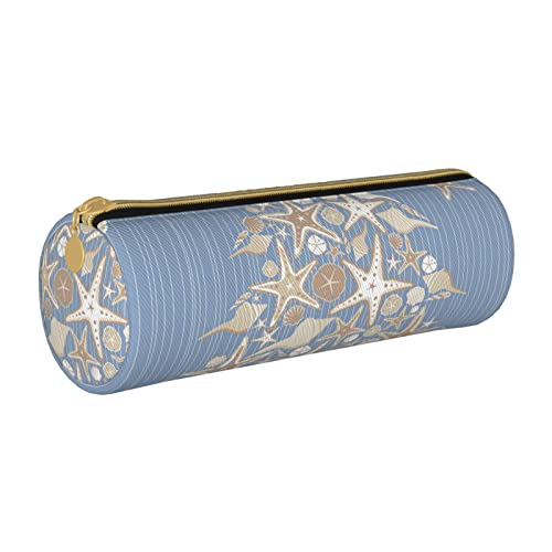 Hgbbdyyjj Muschel Weihnachten Personalisierte Bedruckte Multifunktional Große Kapazität Runde Leder Schreibwaren Aufbewahrungstasche, weiß, Einheitsgröße, Taschen-Organizer von Hgbbdyyjj