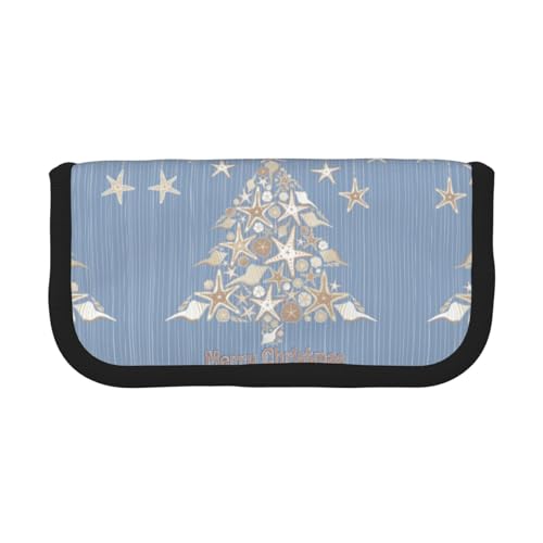 Hgbbdyyjj Muschel-Weihnachts-Federmäppchen aus Segeltuch, extra groß, mit doppeltem Reißverschluss, Make-up- und Schreibwaren-Organizer-Tasche, Schwarz , Einheitsgröße, Taschen-Organizer von Hgbbdyyjj