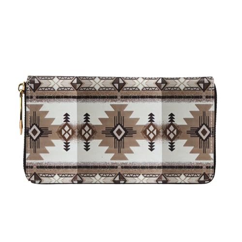 Hgbbdyyjj Native Premium Geldbörse Lang für Damen und Herren - Geldbörse mit Reißverschluss aus PU-Leder mit 12 Kartenfächern und Münzfach von Hgbbdyyjj