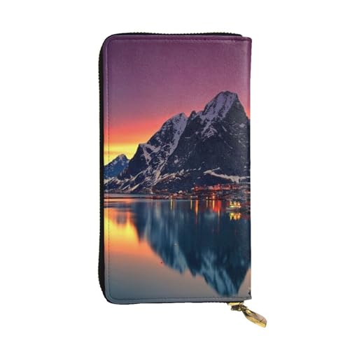 Hgbbdyyjj Norwegen Islands Premium Long Wallet für Damen - PU Leder Reißverschluss Around Geldbörse mit 12 Kartenfächern & Münzfach von Hgbbdyyjj