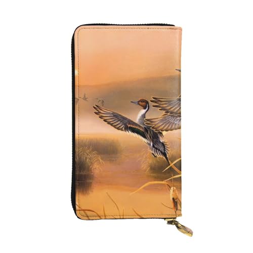 Hgbbdyyjj Oil Painting Duck Premium Lange Geldbörse für Damen – PU-Leder Reißverschluss Rundum-Geldbörse mit 12 Kartenfächern & Münzfach von Hgbbdyyjj
