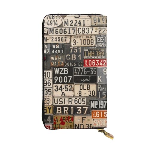 Hgbbdyyjj Old License Plate Premium Long Wallet for Women - Pu Leather Zip Around Purse with 12 Card Slots & Coin Pocket von Hgbbdyyjj