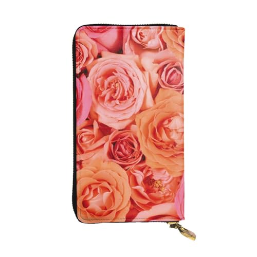 Hgbbdyyjj Orange Rose Premium lange Geldbörse für Damen – PU-Leder Geldbörse mit Reißverschluss und 12 Kartenfächern und Münzfach von Hgbbdyyjj