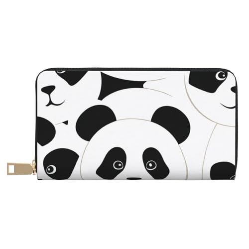 Hgbbdyyjj Panda Premium Lange Geldbörse für Damen und Herren - Geldbörse mit Reißverschluss aus PU-Leder mit 12 Kartenfächern und Münzfach von Hgbbdyyjj