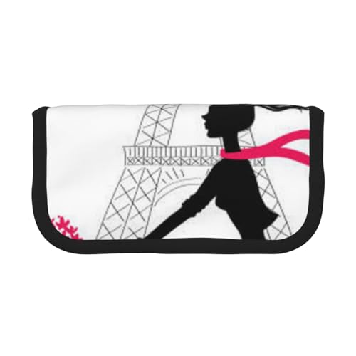 Hgbbdyyjj Paris Eiffelturm Mädchen extra großes Federmäppchen aus Segeltuch – Doppelreißverschluss, Make-up- und Schreibwaren-Organizer-Tasche, Schwarz , Einheitsgröße, Taschen-Organizer von Hgbbdyyjj