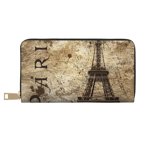 Hgbbdyyjj Paris Eiffelturm Premium Lange Geldbörse für Damen und Herren - Reißverschluss Geldbörse aus PU-Leder mit 12 Kartenfächern und Münzfach von Hgbbdyyjj