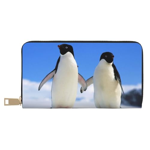 Hgbbdyyjj Penguin Premium Long Wallet für Damen und Herren - Reißverschluss Geldbörse aus PU-Leder mit 12 Kartenfächern und Münzfach von Hgbbdyyjj
