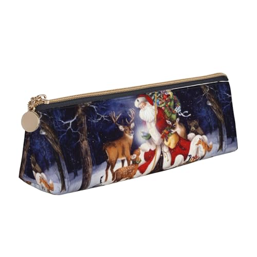 Hgbbdyyjj Personalisierbare, multifunktionale Aufbewahrungstasche aus Leder mit großem Fassungsvermögen, dreieckig, Motiv: Weihnachts-Hirsch, weiß, Einheitsgröße, Taschen-Organizer von Hgbbdyyjj