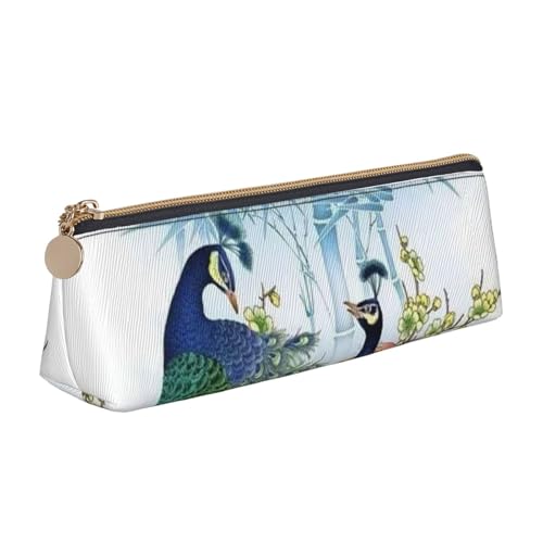 Hgbbdyyjj Personalisierbare, multifunktionale Aufbewahrungstasche aus Leder mit großem Fassungsvermögen, dreieckig, Pfauenmotiv, weiß, Einheitsgröße, Taschen-Organizer von Hgbbdyyjj