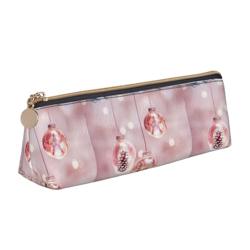 Hgbbdyyjj Personalisierbare, multifunktionale Aufbewahrungstasche mit Weihnachtsbälle, großes Fassungsvermögen, dreieckig, Leder, Schreibwaren-Aufbewahrungstasche, weiß, Einheitsgröße von Hgbbdyyjj