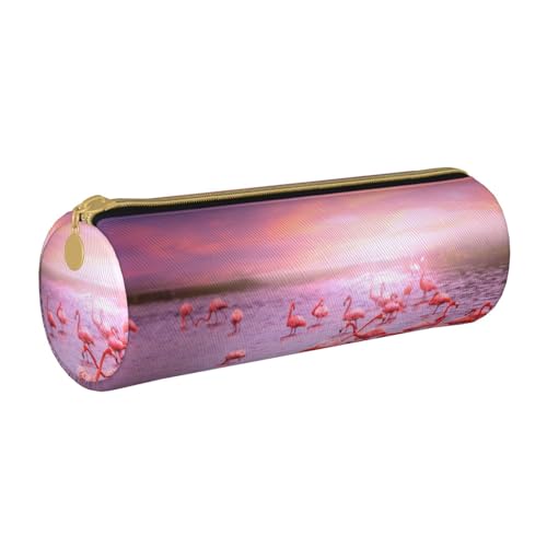 Hgbbdyyjj Personalisierbare, multifunktionale Aufbewahrungstasche mit großem Fassungsvermögen, rund, Leder, Flamingos, weiß, Einheitsgröße, Taschen-Organizer von Hgbbdyyjj