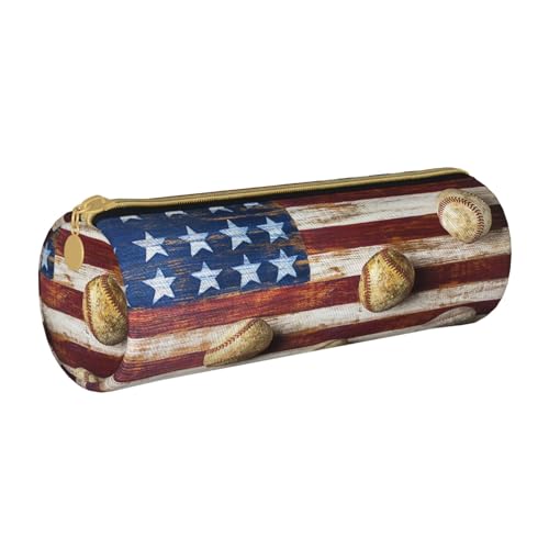 Hgbbdyyjj Personalisierbare Multifunktions-Aufbewahrungstasche aus Leder mit Flagge und Baseball, weiß, Einheitsgröße, Taschen-Organizer von Hgbbdyyjj