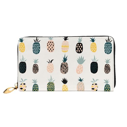 Hgbbdyyjj Pineapple Premium Long Wallet für Damen und Herren - Geldbörse mit Reißverschluss aus PU-Leder mit 12 Kartenfächern und Münzfach von Hgbbdyyjj