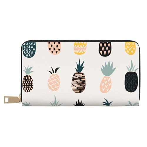 Hgbbdyyjj Pineapple Premium Long Wallet für Damen und Herren - Geldbörse mit Reißverschluss aus PU-Leder mit 12 Kartenfächern und Münzfach von Hgbbdyyjj