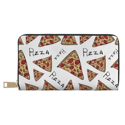 Hgbbdyyjj Pizza Pattern Premium Long Wallet für Damen und Herren - Reißverschluss Geldbörse aus PU-Leder mit 12 Kartenfächern und Münzfach von Hgbbdyyjj