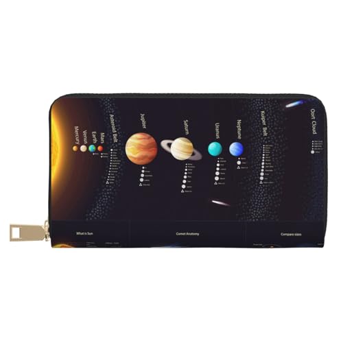 Hgbbdyyjj Plant System Jupiter Premium Long Wallet für Damen und Herren - Geldbörse mit Reißverschluss aus PU-Leder mit 12 Kartenfächern und Münzfach von Hgbbdyyjj