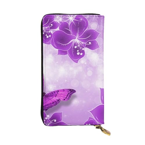 Hgbbdyyjj Purple Butterflies Premium Long Wallet for Women - Pu Leather Zip Around Purse with 12 Card Slots & Coin Pocket von Hgbbdyyjj