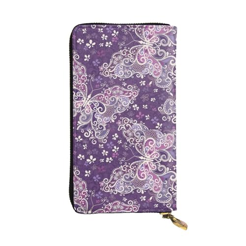 Hgbbdyyjj Purple Butterflies Premium Long Wallet for Women - Pu Leather Zip Around Purse with 12 Card Slots & Coin Pocket von Hgbbdyyjj