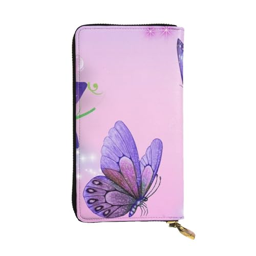 Hgbbdyyjj Purple Butterfly Premium Long Wallet for Women - Pu Leather Zip Around Purse with 12 Card Slots & Coin Pocket von Hgbbdyyjj
