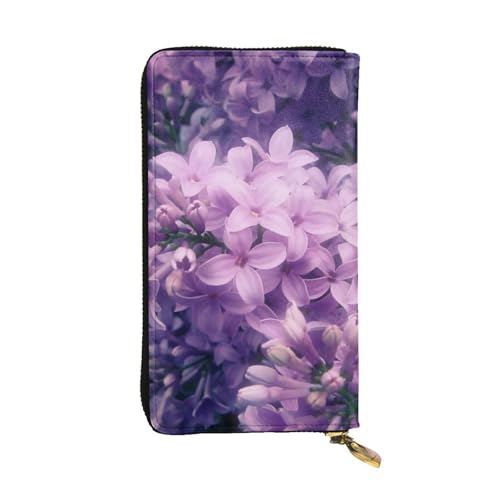 Hgbbdyyjj Purple Flowers Premium Long Wallet for Women - Pu Leather Zip Around Purse with 12 Card Slots & Coin Pocket von Hgbbdyyjj