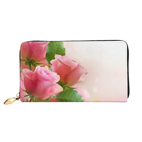 Hgbbdyyjj ROSES Premium Long Wallet für Damen und Herren - Geldbörse mit Reißverschluss aus PU-Leder mit 12 Kartenfächern und Münzfach von Hgbbdyyjj