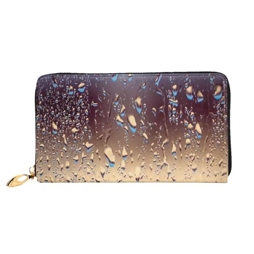 Hgbbdyyjj Rain Drops On Glass Premium Long Wallet für Damen und Herren - Geldbörse mit Reißverschluss aus PU-Leder mit 12 Kartenfächern und Münzfach von Hgbbdyyjj