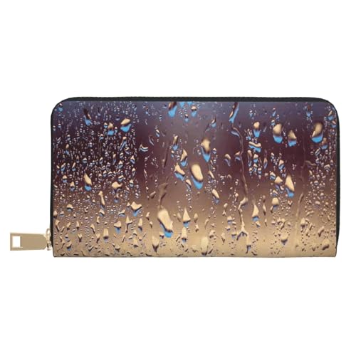 Hgbbdyyjj Rain Drops On Glass Premium Long Wallet für Damen und Herren - Geldbörse mit Reißverschluss aus PU-Leder mit 12 Kartenfächern und Münzfach von Hgbbdyyjj