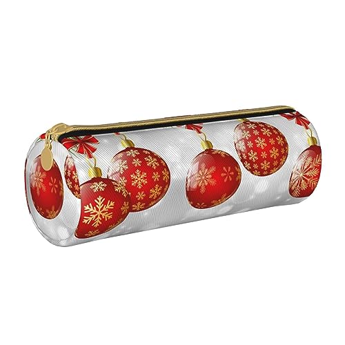 Hgbbdyyjj Red Ball Weihnachts-Aufbewahrungstasche, personalisierbar, multifunktional, großes Fassungsvermögen, rund, Leder, Schreibwaren-Aufbewahrungstasche, weiß, Einheitsgröße, Taschen-Organizer von Hgbbdyyjj