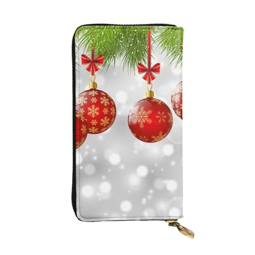 Hgbbdyyjj Red Ball Xmas Premium Long Wallet für Damen – PU-Leder Geldbörse mit Reißverschluss und 12 Kartenfächern & Münzfach von Hgbbdyyjj