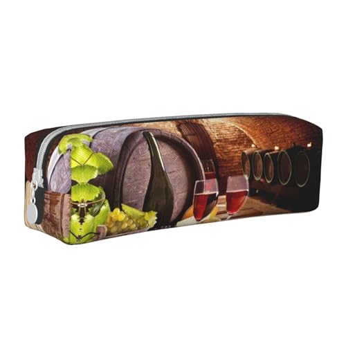 Hgbbdyyjj Red Wine Cellar Federmäppchen aus gekreuztem PVC-Leder – bedruckter Reißverschluss-Organizer für Stifte und kleine Gegenstände, weiß, Einheitsgröße, Taschen-Organizer von Hgbbdyyjj