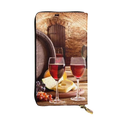 Hgbbdyyjj Red Wine Cellar Premium Long Wallet for Women - Pu Leather Zip Around Purse with 12 Card Slots & Coin Pocket von Hgbbdyyjj
