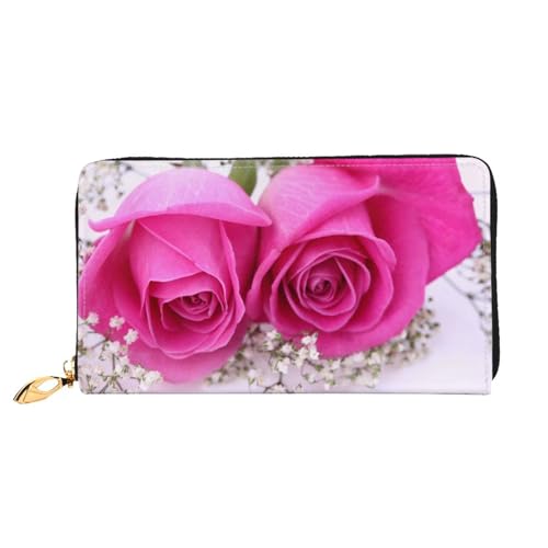 Hgbbdyyjj Rose Premium Long Wallet für Damen und Herren - Geldbörse mit Reißverschluss aus PU-Leder mit 12 Kartenfächern und Münzfach von Hgbbdyyjj