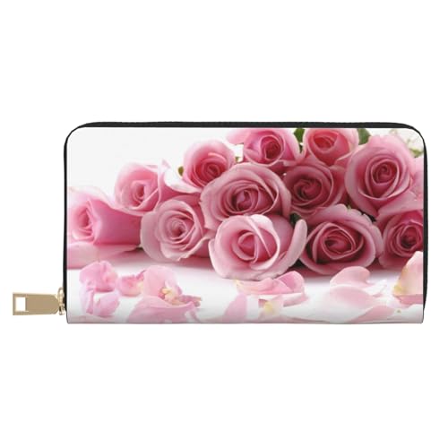 Hgbbdyyjj Rose Premium Long Wallet für Damen und Herren - Geldbörse mit Reißverschluss aus PU-Leder mit 12 Kartenfächern und Münzfach von Hgbbdyyjj