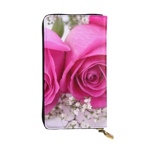 Hgbbdyyjj Rose Premium lange Geldbörse für Damen – PU-Leder mit umlaufendem Reißverschluss und 12 Kartenfächern und Münzfach von Hgbbdyyjj