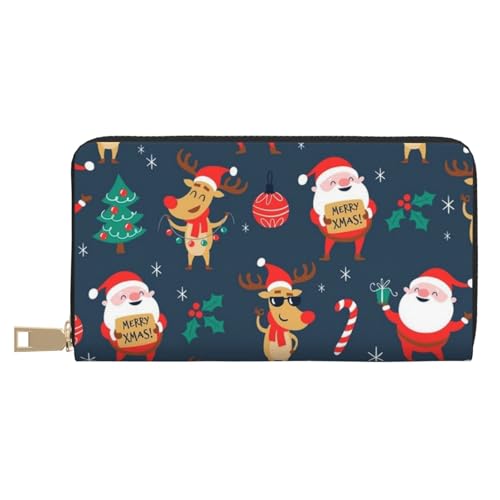 Hgbbdyyjj Santa Claus Weihnachten Premium Lange Geldbörse für Damen und Herren - Reißverschluss Geldbörse aus PU-Leder mit 12 Kartenfächern und Münzfach von Hgbbdyyjj