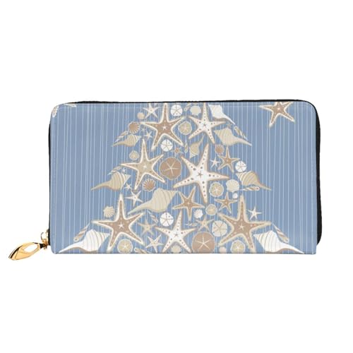 Hgbbdyyjj Seashell Weihnachten Premium Lange Geldbörse für Damen und Herren - Reißverschluss Geldbörse aus PU-Leder mit 12 Kartenfächern und Münzfach von Hgbbdyyjj